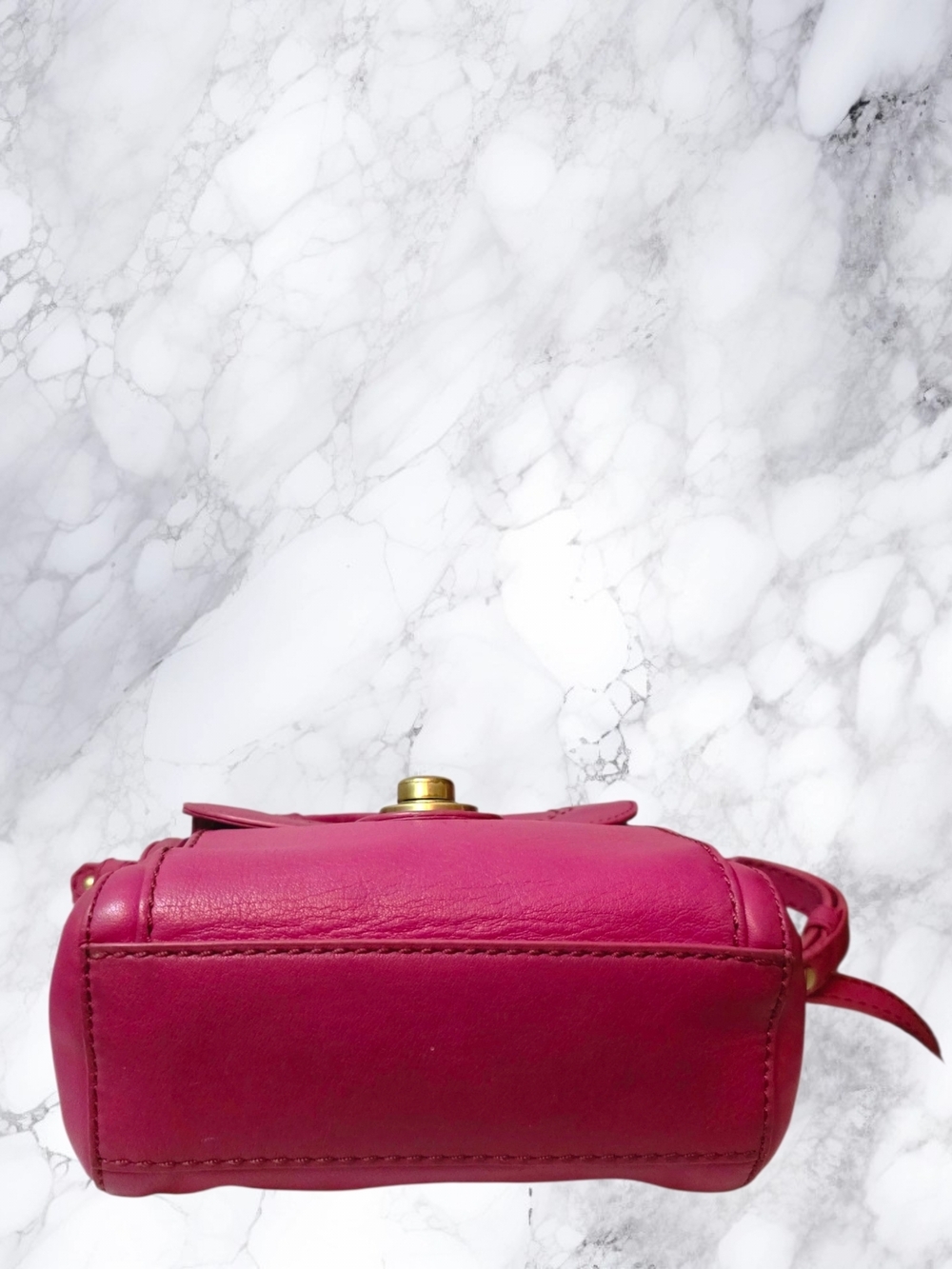 Rafe New York Rare Pink Leather Crossbody Bag Mini Satchel Turnlock Gold Accents - Picture 7 of 16